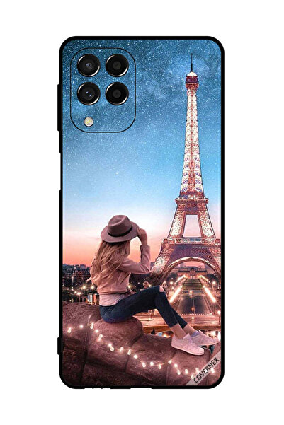 Covernex غطاء حماية لهاتف سامسونج جالاكسي M53 بتصميم فتاة القبعة وبرج إيفل