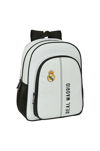 Real Madrid C.F. School Backpack 24/25, White Grey, 32 x 38 x 12 cm