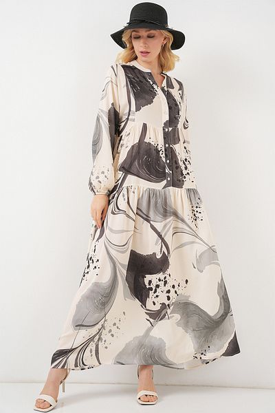 Bigdart Women's Patterned Long Hijab Dress 2585 - Black