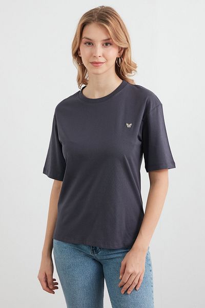 Fulla Moda Crew Neck T-Shirt with Butterfly Accessories
