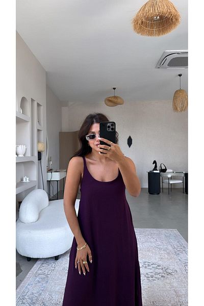 Buket Teke Μάξι φόρεμα Plum Aerobin Strap