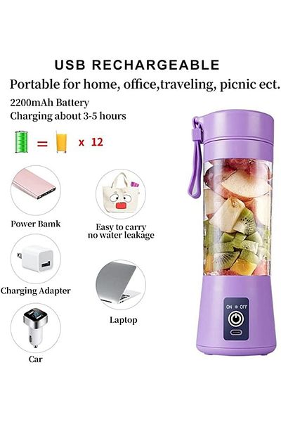 Yuwell YU WELL Portable Blender Cup, Electric USB Juicer Blender, Mini Blender 380ml Sky Blue