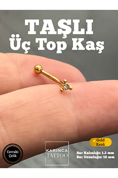 Karınca Piercing Üç Top Kaş Taşlı Piercing Conch Septum Helix Tragus Nipple Surface Rook Christina Genital Piercing