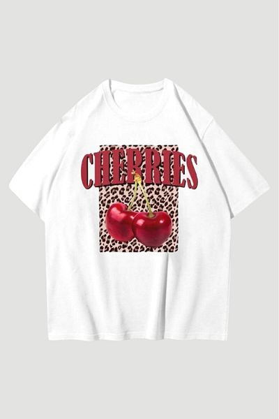 Carpe Cherries Leopard Oversize T-Shirt