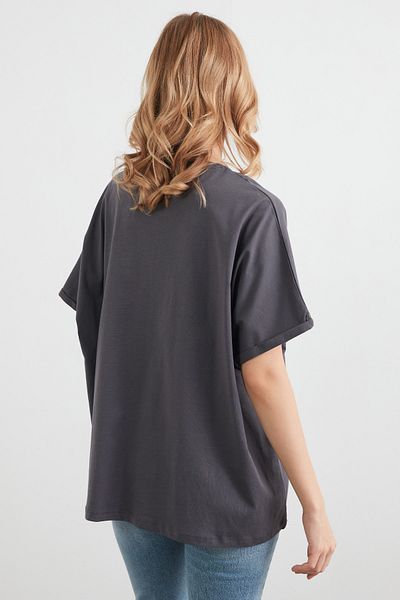 Fulla Moda Tricou supradimensionat cu inscripție Never