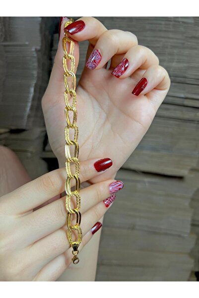 kuyumcu nurettin 6 gr (GRAM) Oval Halka Desenli Bileklik Künye 22 Ayar Altın