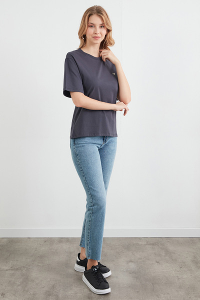 Fulla Moda Crew Neck T-Shirt with Butterfly Accessories