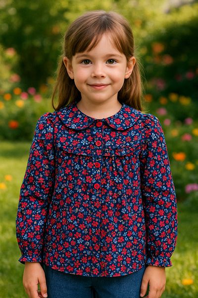 Hilal Akıncı Kids Girl's Floral Long Sleeve Shirt
