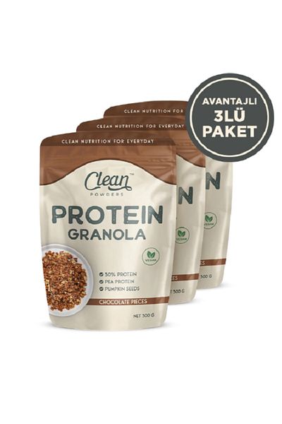Clean Powders بروتين جرانولا 300 جرام - مع قطع الشوكولاتة - (3 قطع)