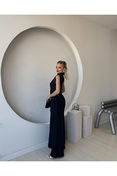 FEHUBLOOM Black Strapless Blouse Wide Leg Pants Set