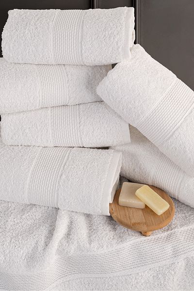 Güvenal Blanc 4-Piece Bath Towel Set |   Towel |   Bath Towel I Turkish Bath Set I Dowry Towel