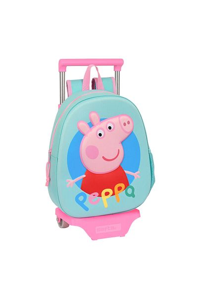 Peppa Pig Wheeled School Backpack, Turquoise, 27 x 32 x 10 cm