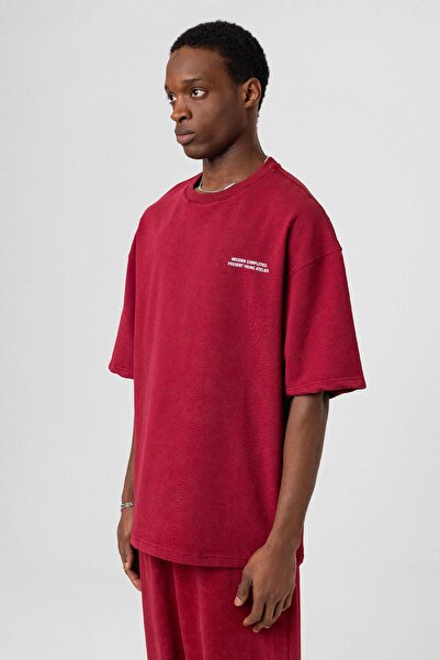 VAMOSCLO Σετ αθλητικής φόρμας που πλένεται πίσω με τύπωμα oversized Βουργουνδία