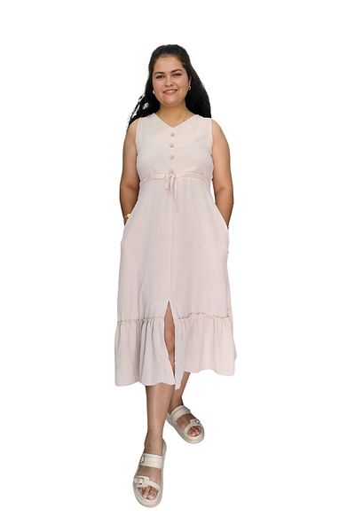 PNR WOMAN Sleeveless Lace-Up Waist Midi Length Pocketed Stretchy Ayrobin Dress