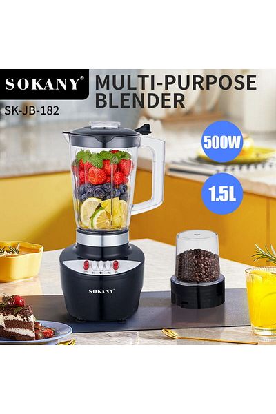 SOKANY خلاط احترافي عالي الطاقة 500 واط وسعة كبيرة 1.5 لتر