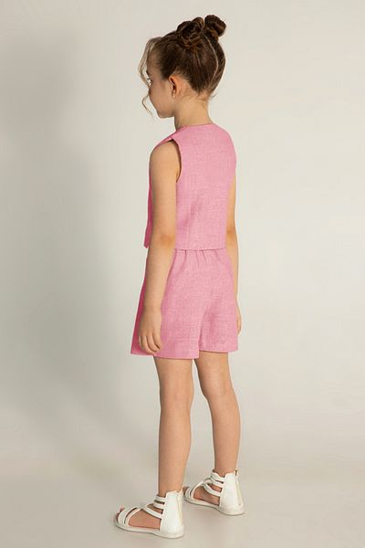 DMB BOYS & GIRLS Girl's Cotton Linen Blended Shortsvest 2Pcs Set