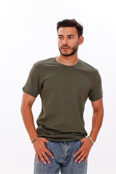 yakamor Men's Skirt Sleeve Ribbed Doubleface Tshirt