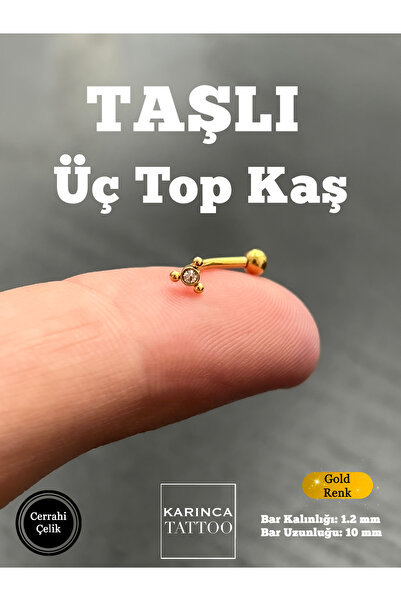 Karınca Piercing Üç Top Kaş Taşlı Piercing Conch Septum Helix Tragus Nipple Surface Rook Christina Genital Piercing