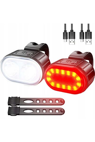 NewEvo Bicycle Light Set, Front And Rear Bicycle Headlight, Usb Rechargeable With Battery