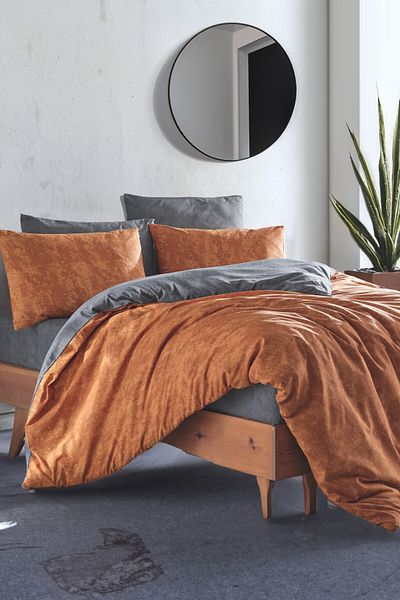 GARDEN ROOM Σετ Παπλωματοθήκη Μονό με Ελαστικό Σεντόνι SHADOW Πορτοκαλί