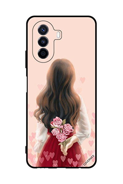 Covernex غطاء حماية لهاتف هواوي نوفا واي 70 - فتاة تخفي الزهور