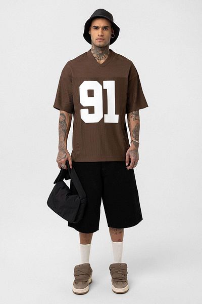 VAMOSCLO Oversize Ottoman Jersey T-Shirt Brown