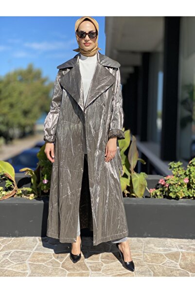 MissWhence Patent Leather Full Length Fur (Mobile) Overcoat 34519