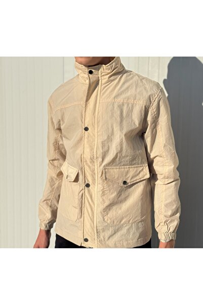 Valensco Erkek İki Kapaklı Düğmeli Cepli Astarlı Yağmurluk Rüzgarlık