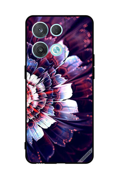 Covernex غطاء حماية لهاتف Oppo Reno8 Pro مع زهرة كبيرة منعكسة على الجانب الأيسر