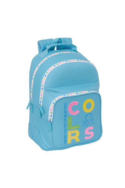 Benetton Ghiozdan școlar albastru deschis de primăvară 32 x 42 x 15 cm
