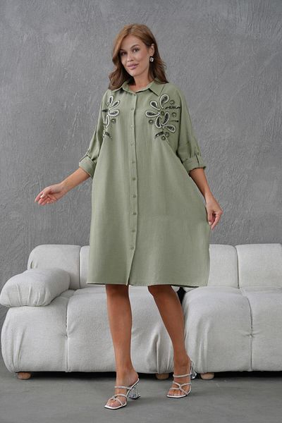 BURRASCA Oversize Linen Tunic with Embroidery
