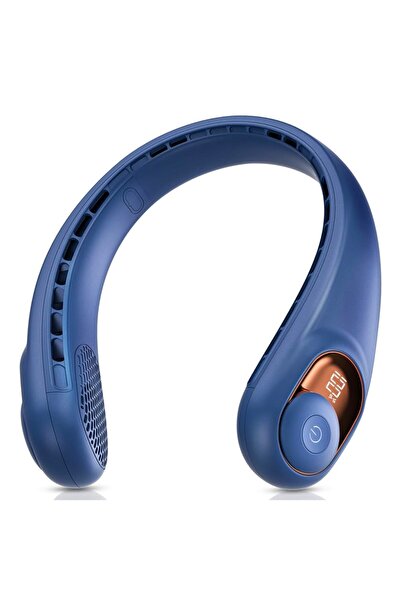 Optim Solution Ventilator pentru Gat, 3 Trepte de Viteza, cu Display Digital, Portabil, Racire 360°, Design Tip Ca