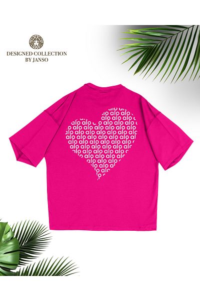 JANSO GROUP -Women Cotton Printed White Heart Short Sleeve Tshirt Oversize Big Size