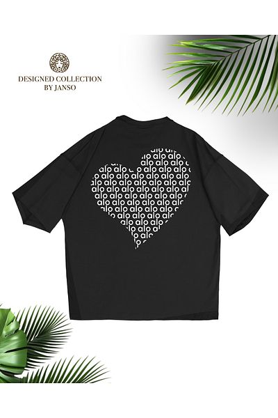 JANSO GROUP -Women Cotton Printed White Heart Short Sleeve Tshirt Oversize Big Size