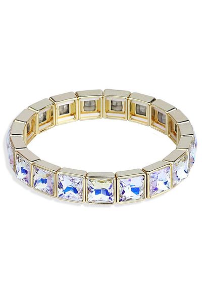 Klips Concept Gold Color Square Zircon Stone Rubber Bracelet