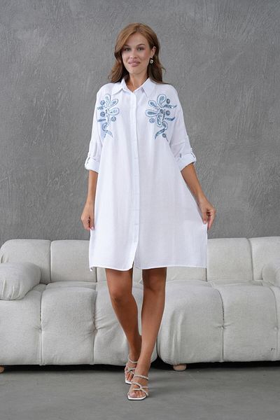 BURRASCA Oversize Linen Tunic with Embroidery