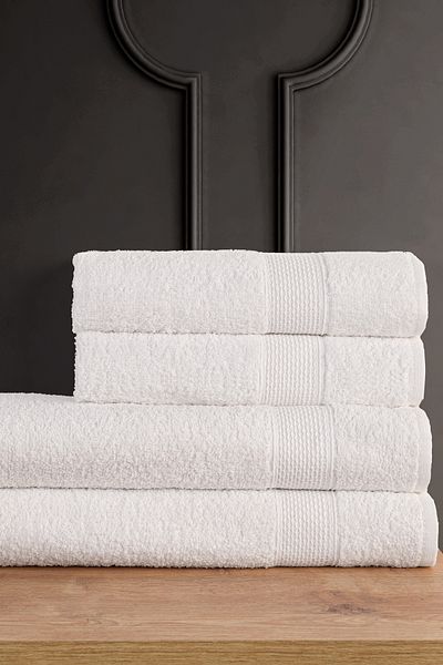 Güvenal Blanc 4-Piece Bath Towel Set |   Towel |   Bath Towel I Turkish Bath Set I Dowry Towel