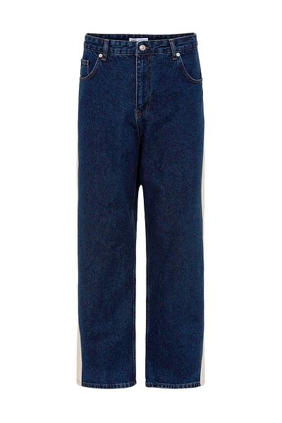 VAMOSCLO Side Stripe Baggy Fit Jean Blue
