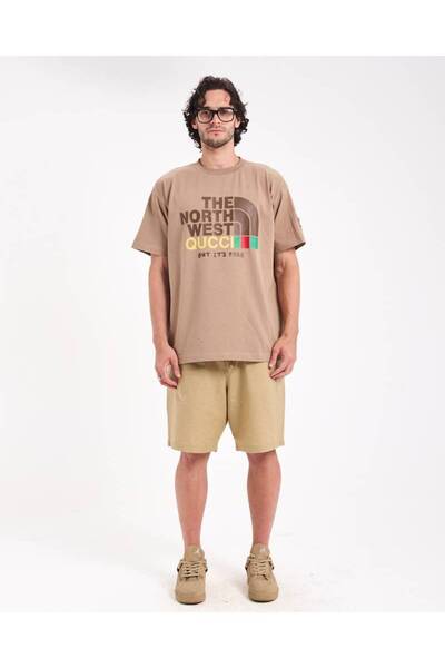 I'm west FAKE T-shirt -BEIGE