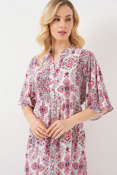 Bigdart Women's Patterned Short Sleeve Dress 2562 - Red