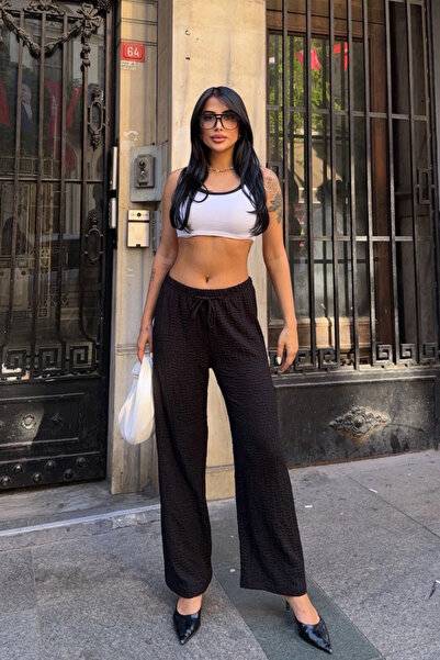 hazelin Women's Black Elastic Waist Comfortable Cut Wrap Pants Hzl25S-Dsb163631