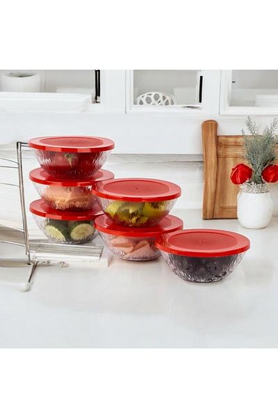 emdeco 6-Piece Breakfast Storage Container Glass Vacuum Lid Model