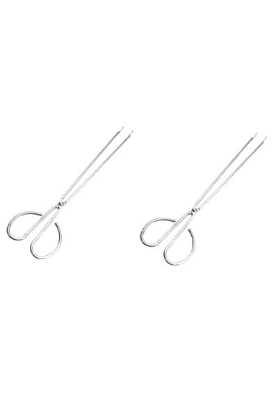 OEM Set of 2 charcoal tongs, 47 cm, silver