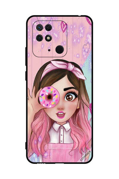 Covernex غطاء حماية لهاتف شاومي ريدمي 10 سي، فتاة صغيرة لطيفة تحمل دونات