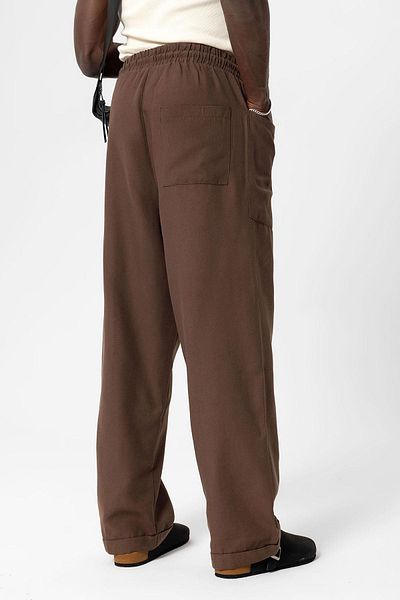 VAMOSCLO Baggy Linen Trousers with Side Pockets Brown
