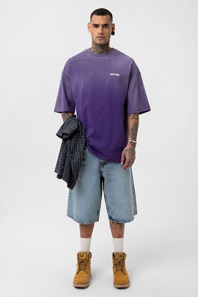 VAMOSCLO Washable Back Printed Oversize T-Shirt Purple