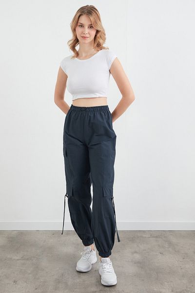 Fulla Moda Parachute Fabric Jogger Pants with Elastic Waist