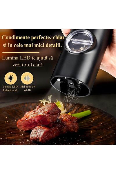 divendi-ro Set of 2 Electric Spice Graters, USB Charging, with LED Light, Black
