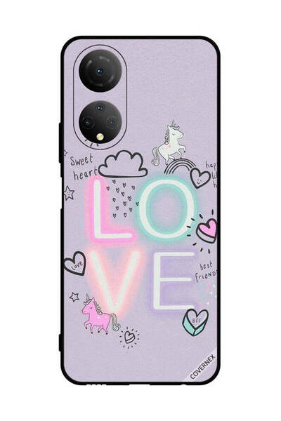 Covernex غطاء حماية لهاتف Honor X7 - قلب حلو، حب، يونيكورن