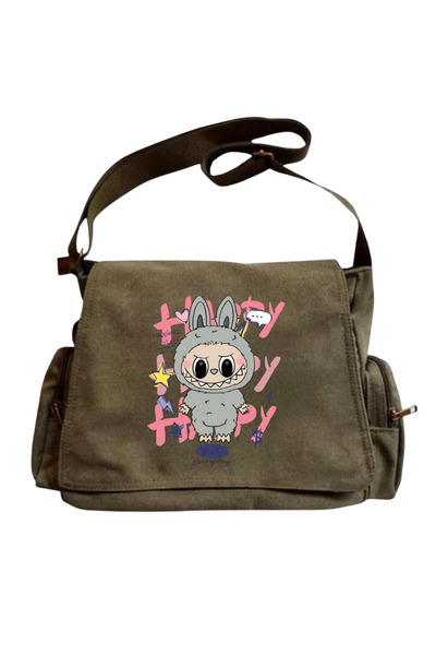 MODA Labubu Design Haki Postacı Çanta Unisex Sokak Tarzı